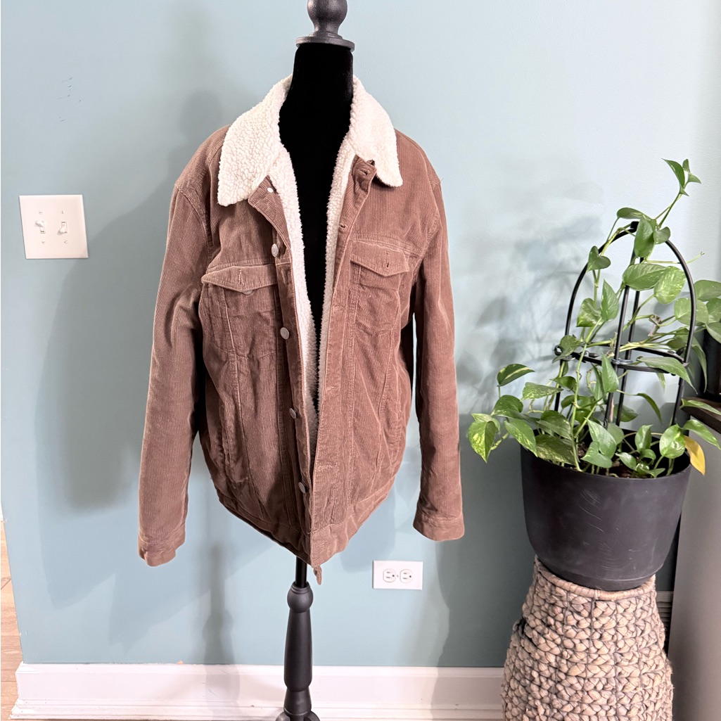 Sunrise Kingdom Corduroy Brown Jacket Coat Lined Beige Mens Sz Xl